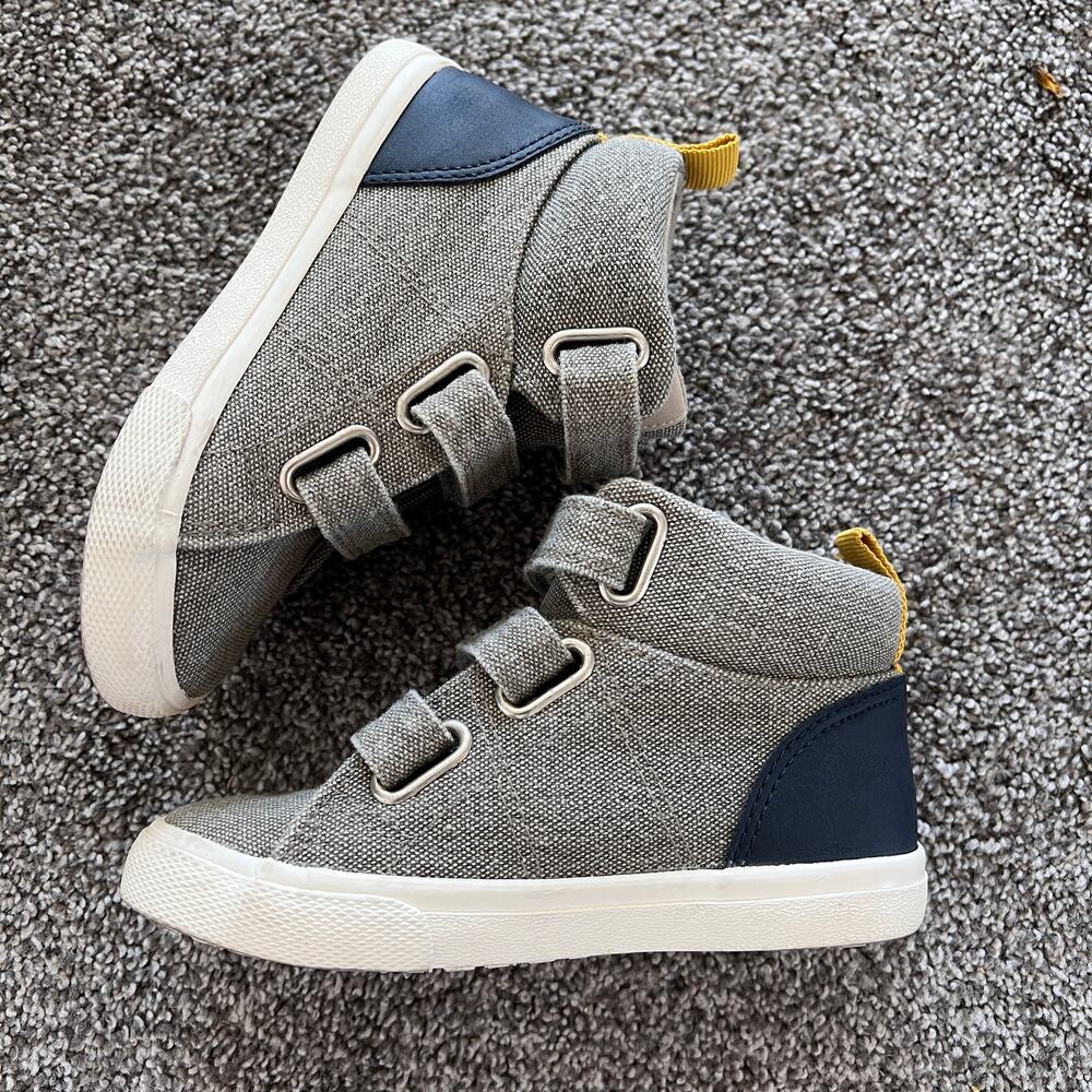 Cat & Jack High Top Velcro Sneaker Shoes Toddler 9 Gray Blue Yellow